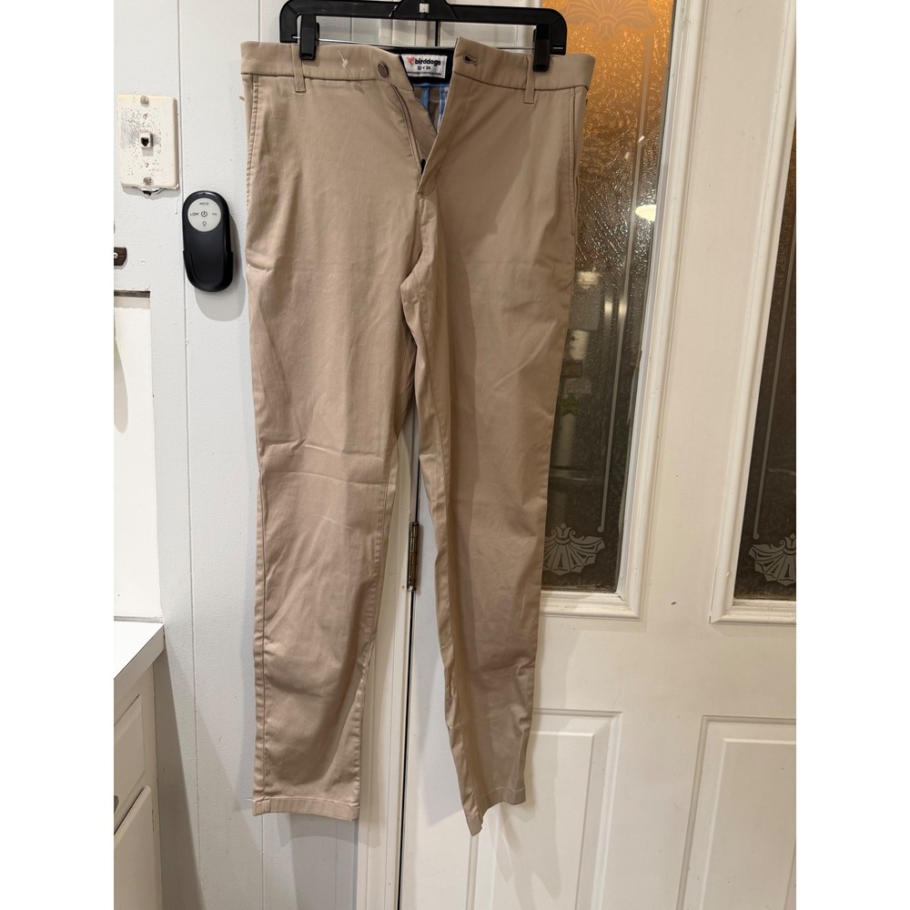 Birddogs Mens Khaki Chino Pants 32x34 Slim Straight Stretch Tan Trousers